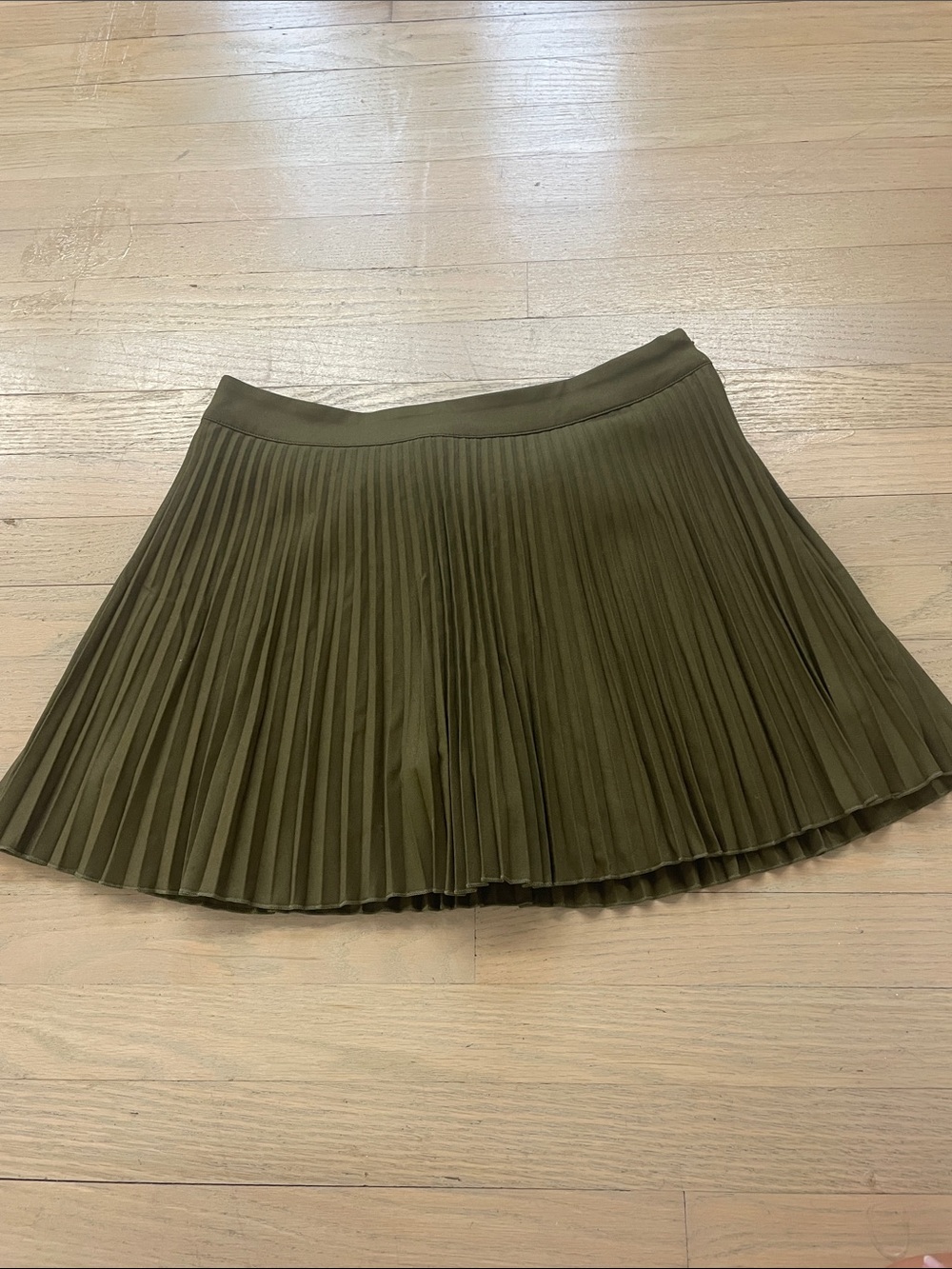 H&M Olive Green Pleated Skater Skirt